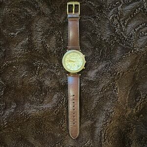Michael Kors Brown Leather Strap Gold Watch